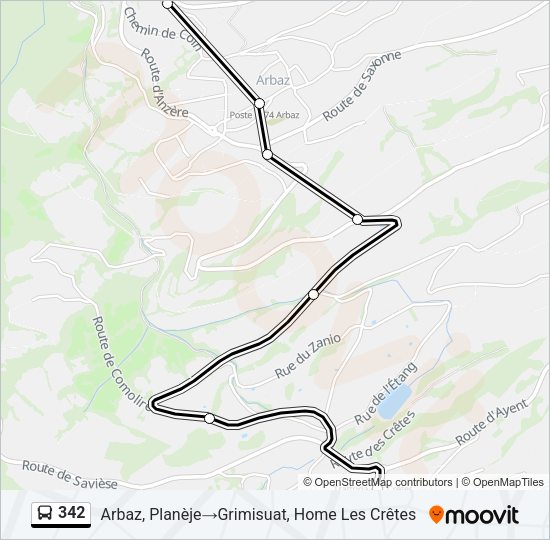342 Bus Line Map