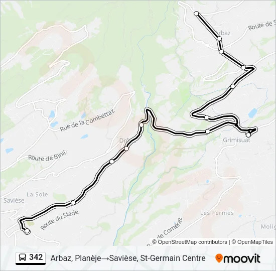 Plan de la ligne 342 de bus