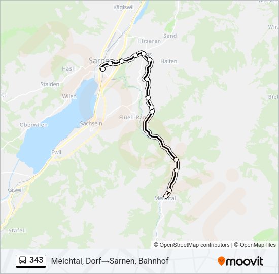 343 Bus Line Map