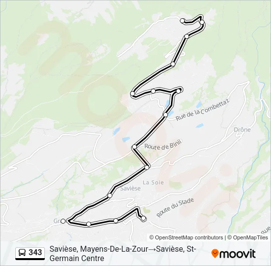 343 Bus Line Map
