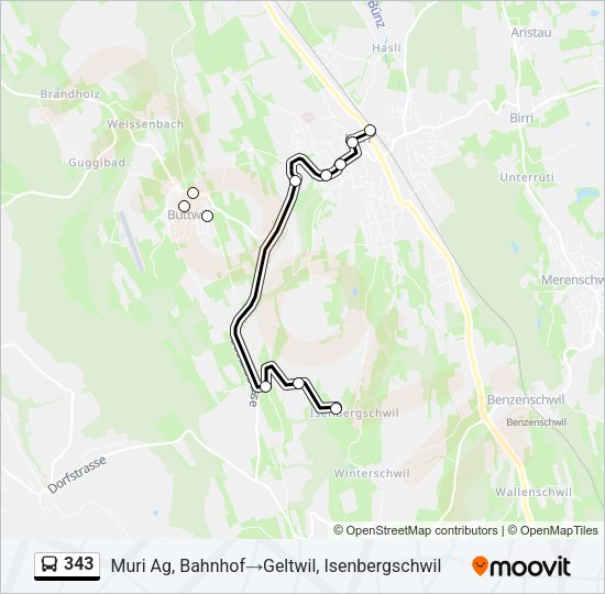 343 Bus Line Map