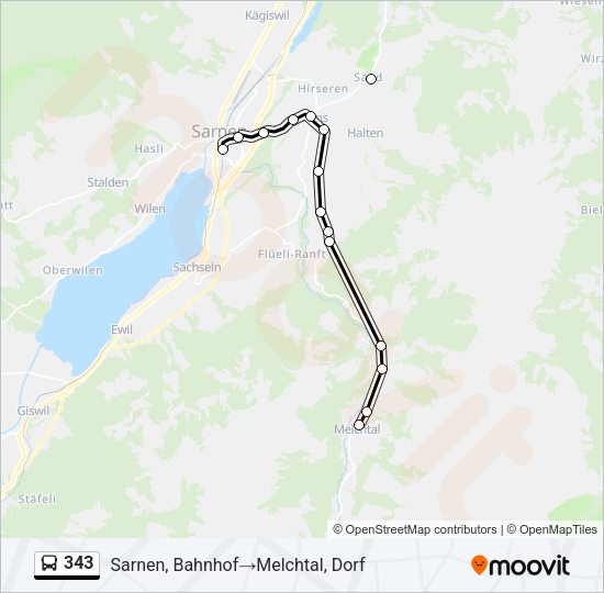 343 Bus Line Map