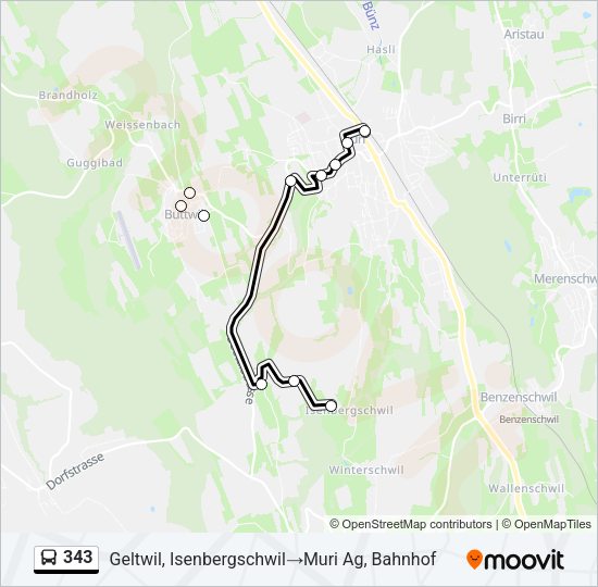 343 Bus Line Map