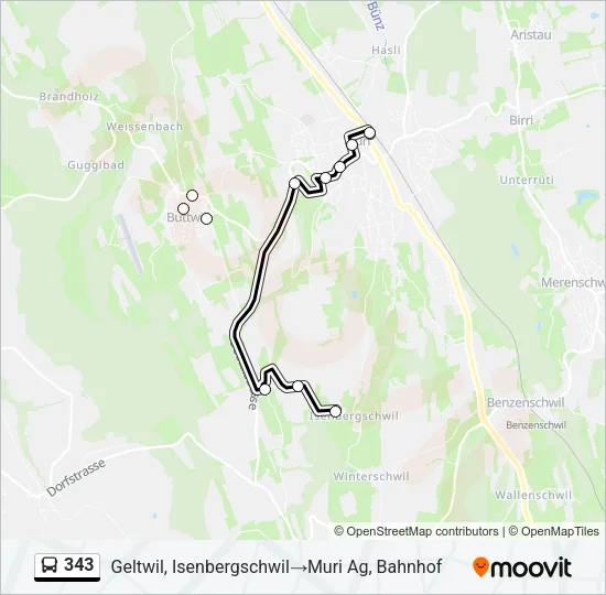 343 Bus Line Map