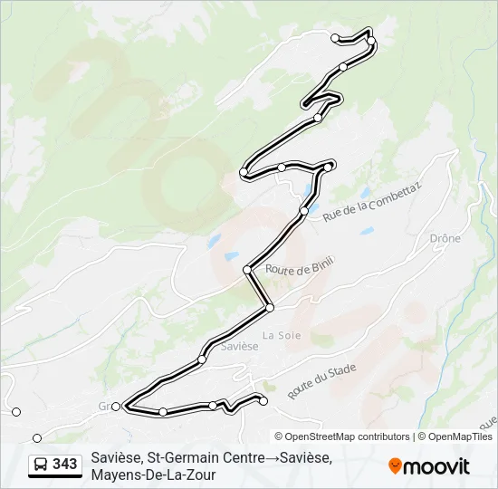 343 Bus Line Map
