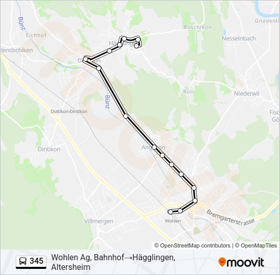 345 Bus Line Map