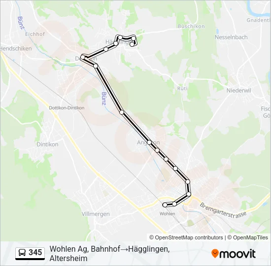 345 Bus Line Map