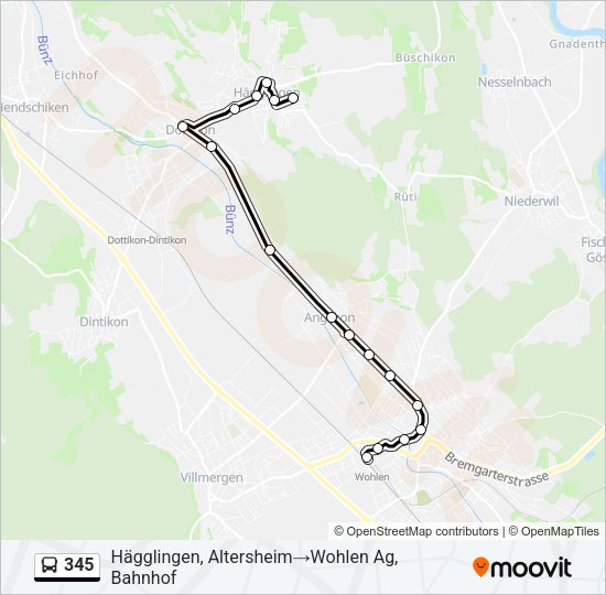 345 Bus Line Map