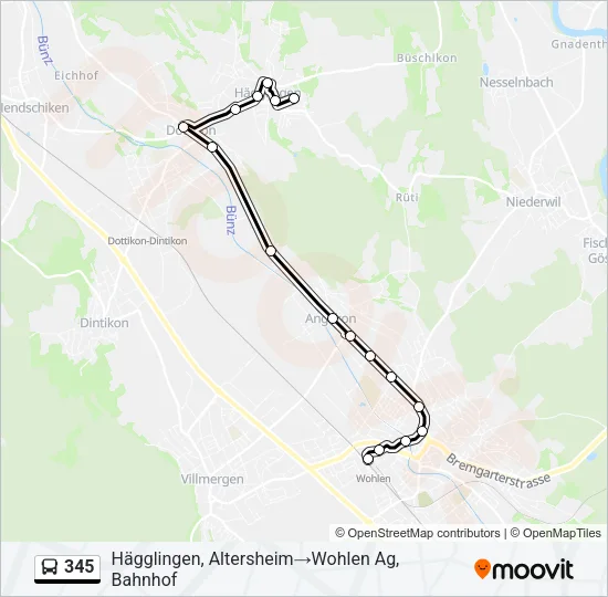 345 Bus Line Map