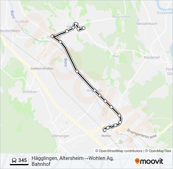 345 Bus Line Map