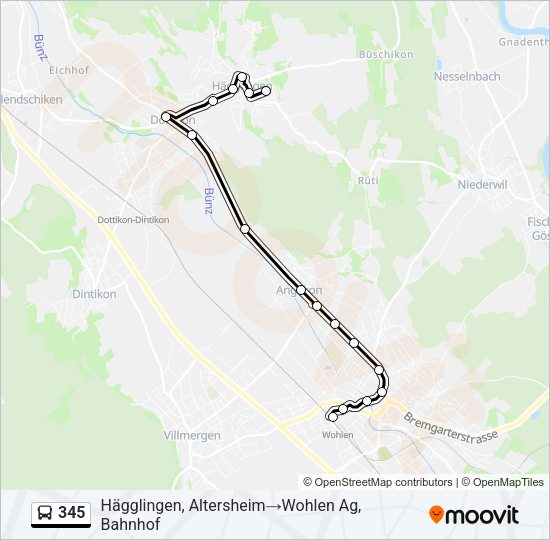 345 Bus Line Map