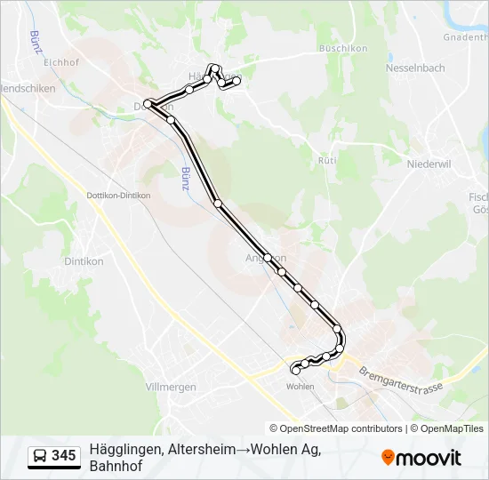 345 Bus Line Map