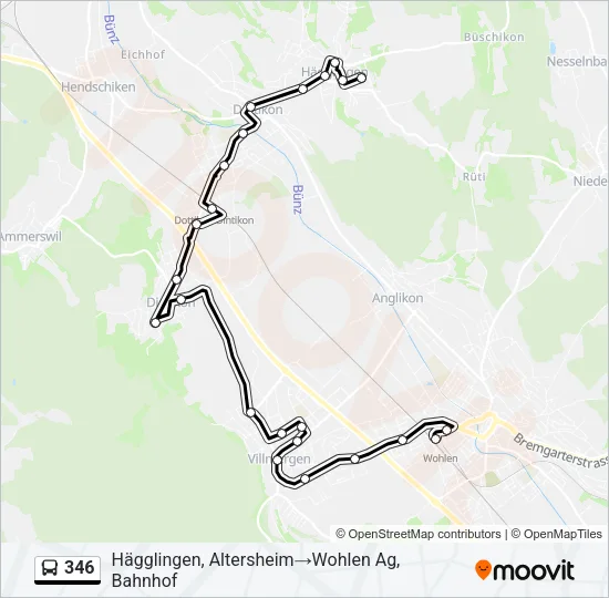 Plan de la ligne 346 de bus