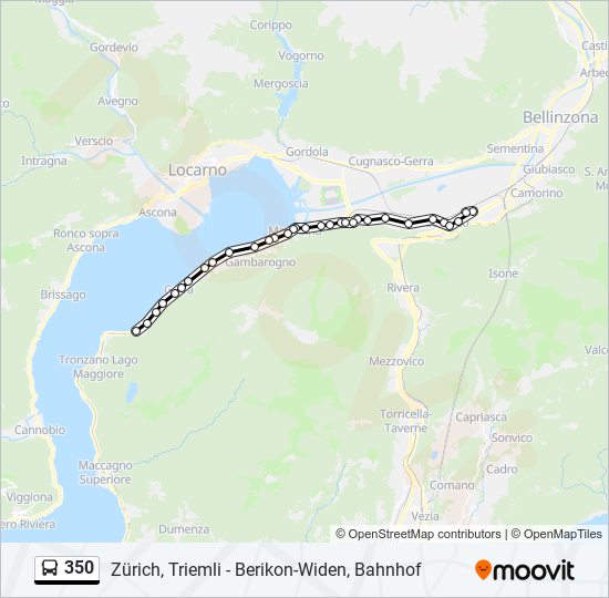 Plan de la ligne 350 de bus