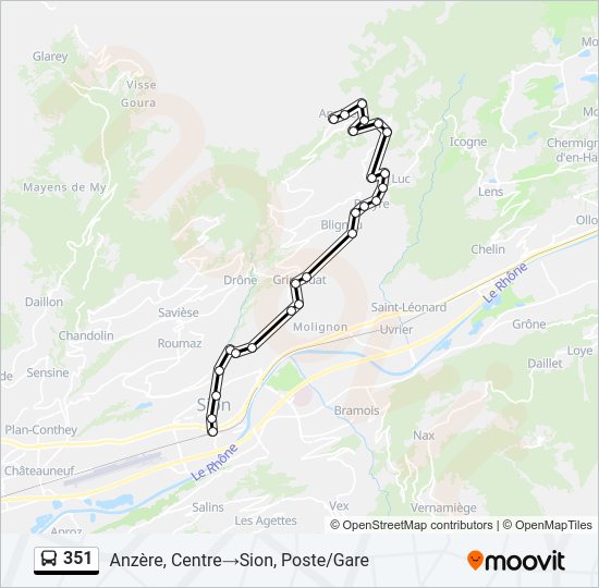 Plan de la ligne 351 de bus