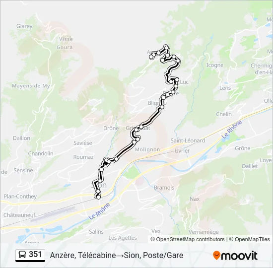 Plan de la ligne 351 de bus
