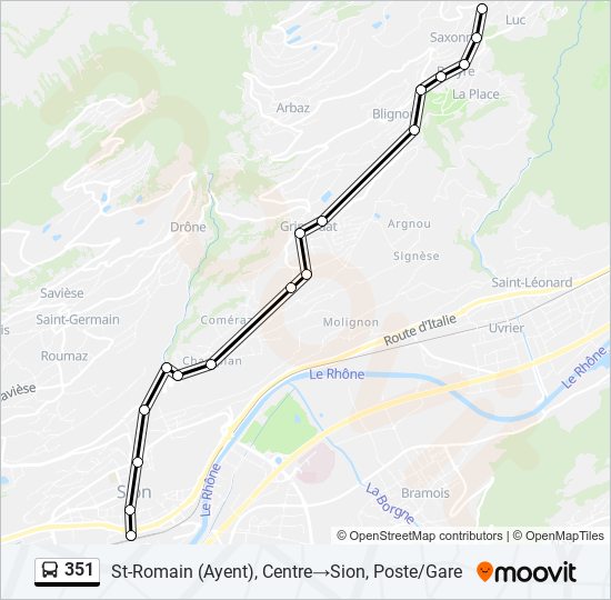 Buslinie 351 Karte