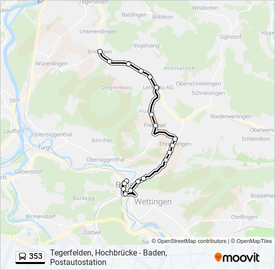 Plan de la ligne 353 de bus