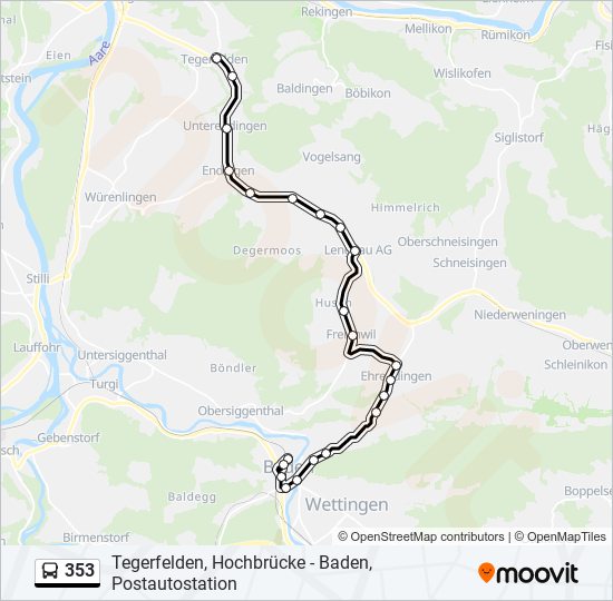 Plan de la ligne 353 de bus