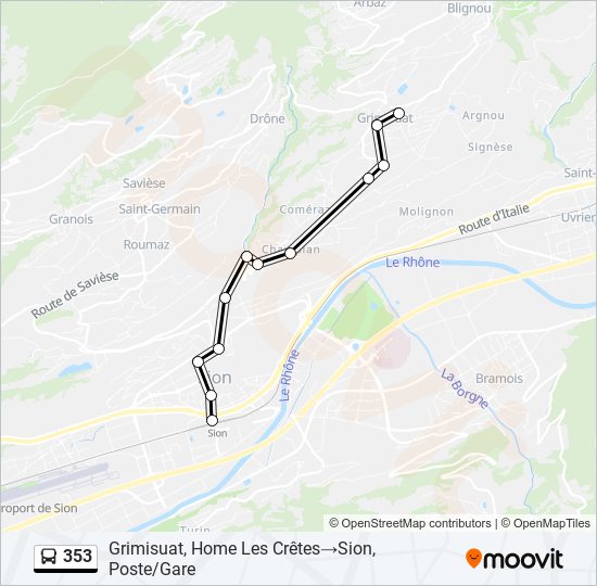 353 bus Line Map