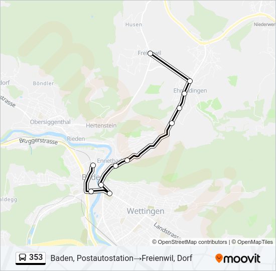 Plan de la ligne 353 de bus