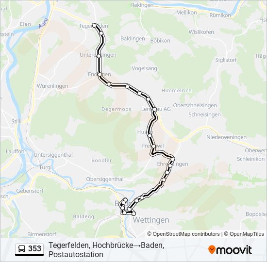 353 bus Line Map