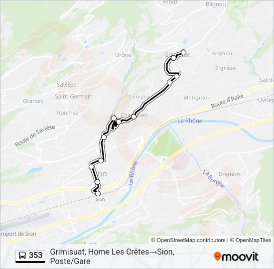 353 Bus Line Map
