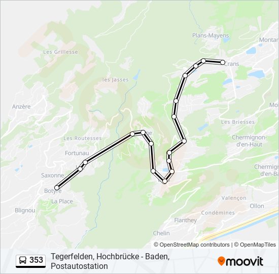 Plan de la ligne 353 de bus