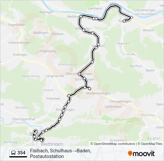 Plan de la ligne 354 de bus