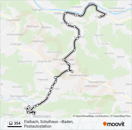 Plan de la ligne 354 de bus