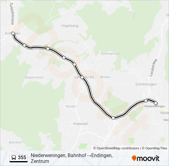 Plan de la ligne 355 de bus