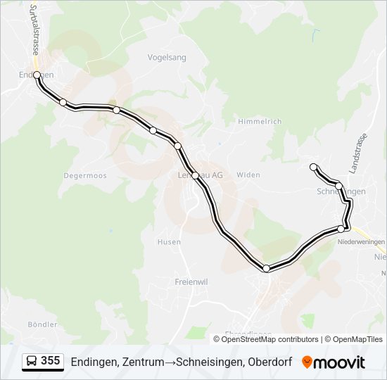 355 Bus Line Map