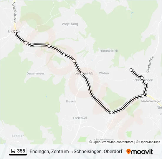 355 Bus Line Map