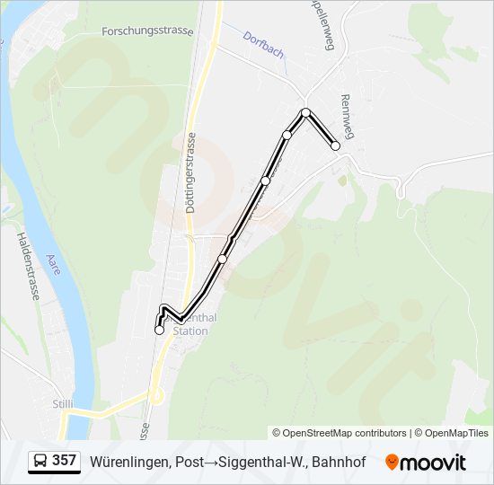 Plan de la ligne 357 de bus