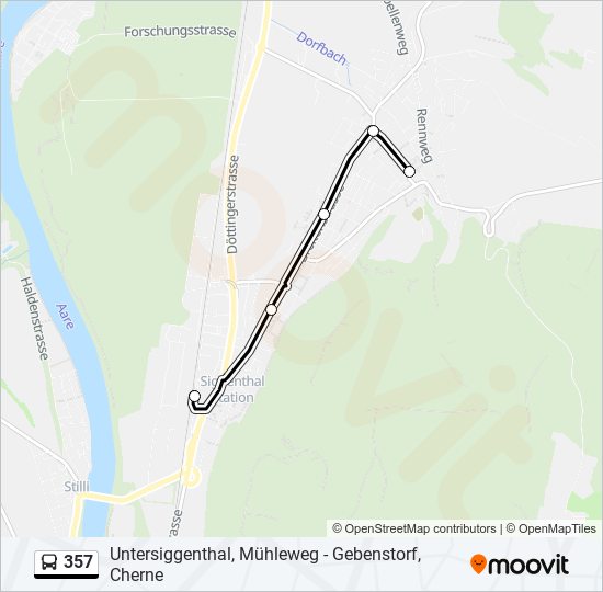 Plan de la ligne 357 de bus