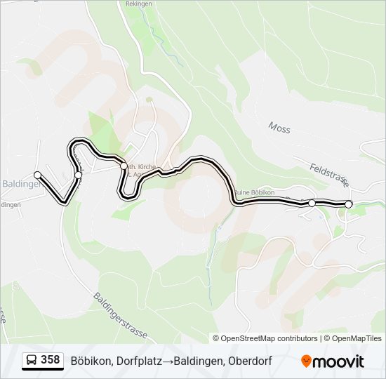 358 Bus Line Map