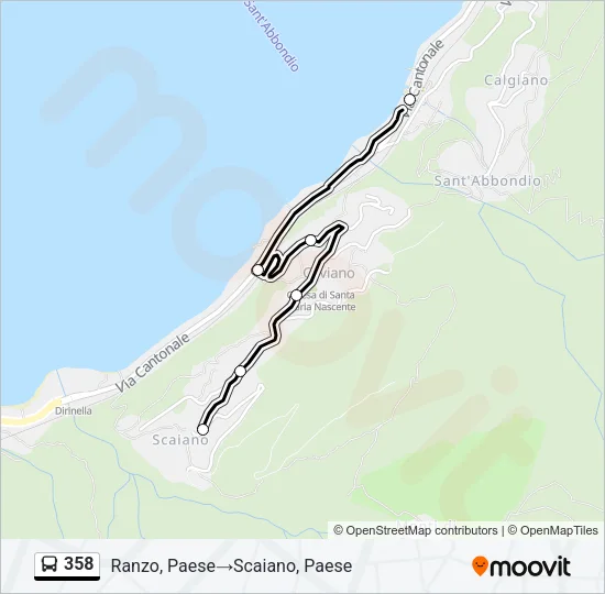 Plan de la ligne 358 de bus