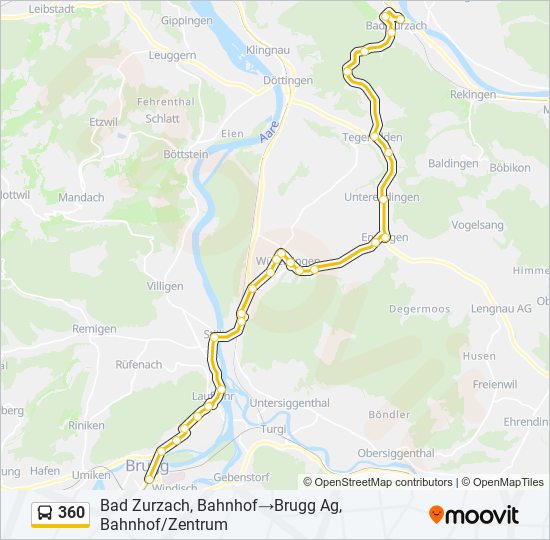 Plan de la ligne 360 de bus