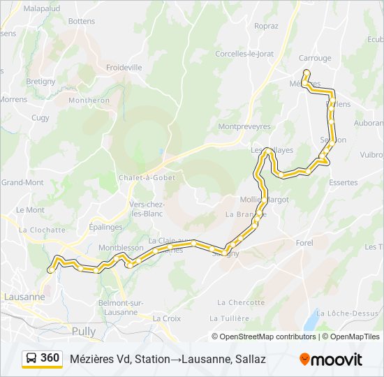 Plan de la ligne 360 de bus