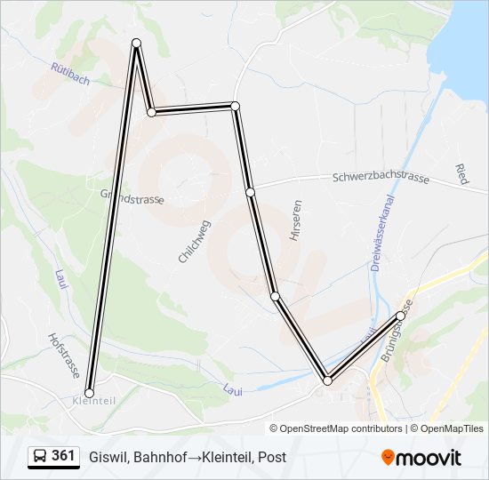 361 bus Line Map