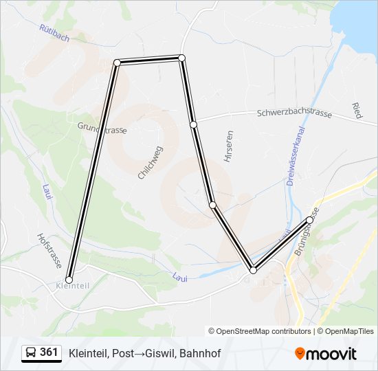 361 bus Line Map