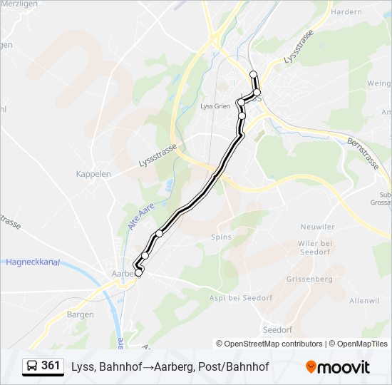 Plan de la ligne 361 de bus