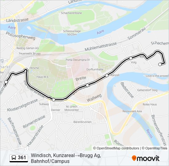 361 Bus Line Map