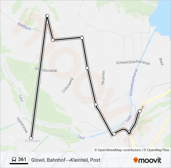 361 Bus Line Map