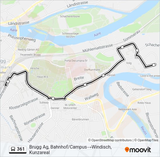 361 Bus Line Map