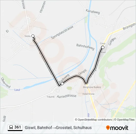 361 Bus Line Map