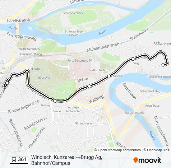 361 Bus Line Map