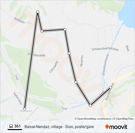 361 bus Line Map