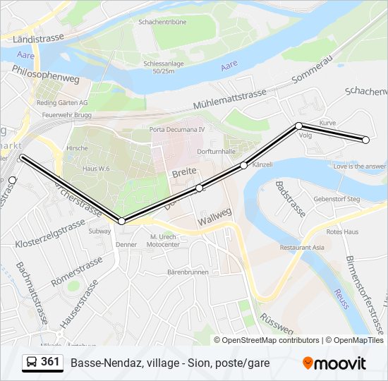 361 bus Line Map