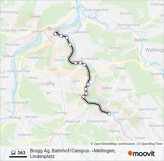 363 Bus Line Map